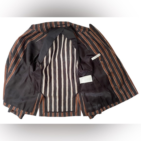 GOLDEN GOOSE Women's Blazer Double-Breasted Alpaca Blend Black Brown Striped XS - Picture 3 of 10